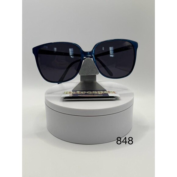True Vintage Sunglasses | Squared Plastic Style | Blue Metallic | Grey Lens #848 - Picture 4 of 10
